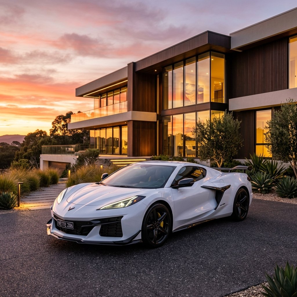 Premium enclosed auto transport shipping a luxury Chevrolet Corvette across the USA